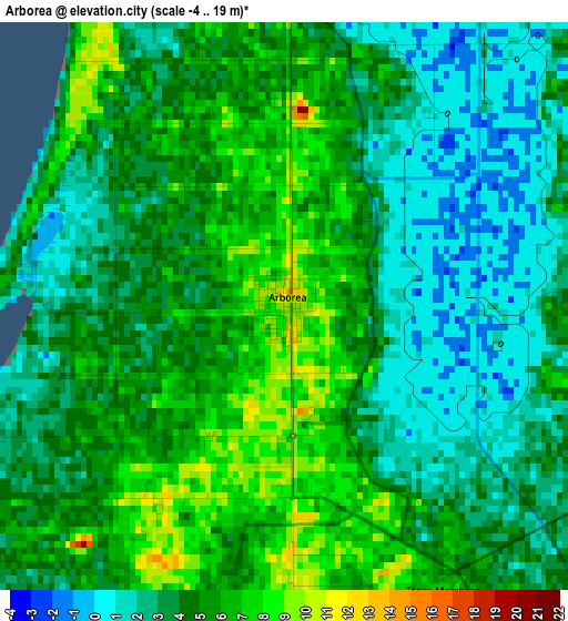 Arborea elevation map