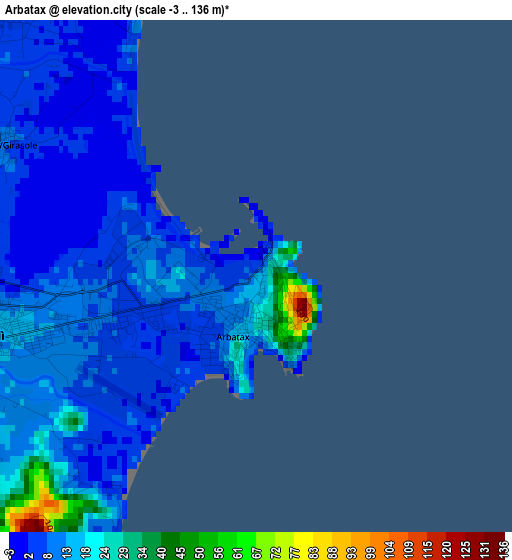 Arbatax elevation map