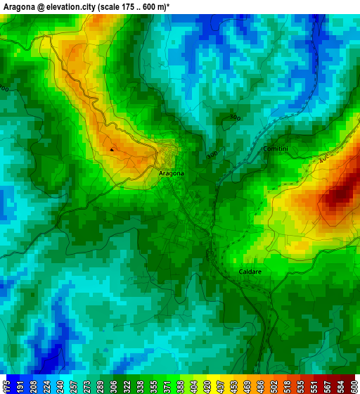 Aragona elevation map