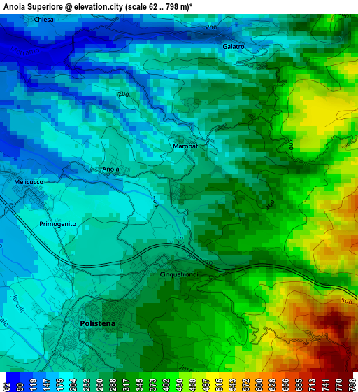 Anoia Superiore elevation map