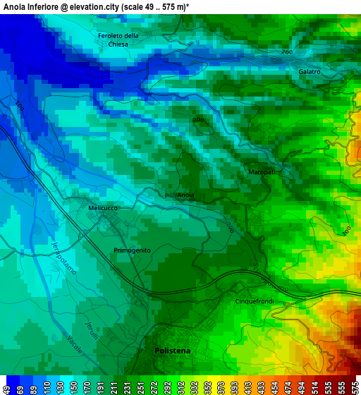 Anoia Inferiore elevation map