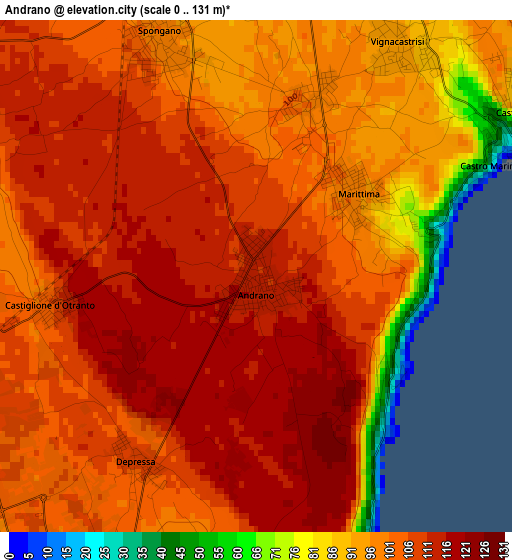 Andrano elevation map