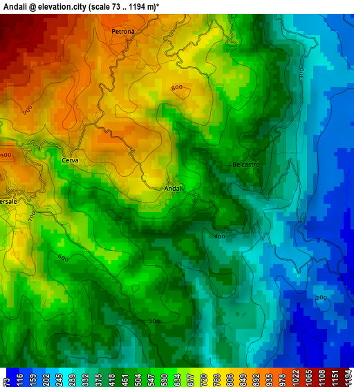 Andali elevation map