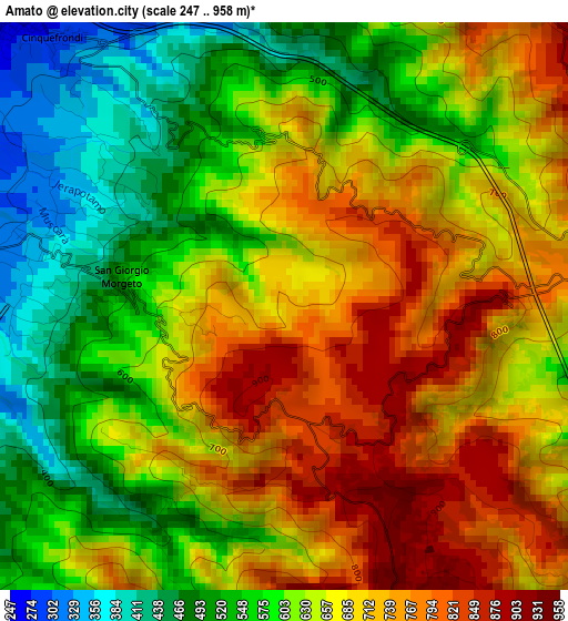 Amato elevation map