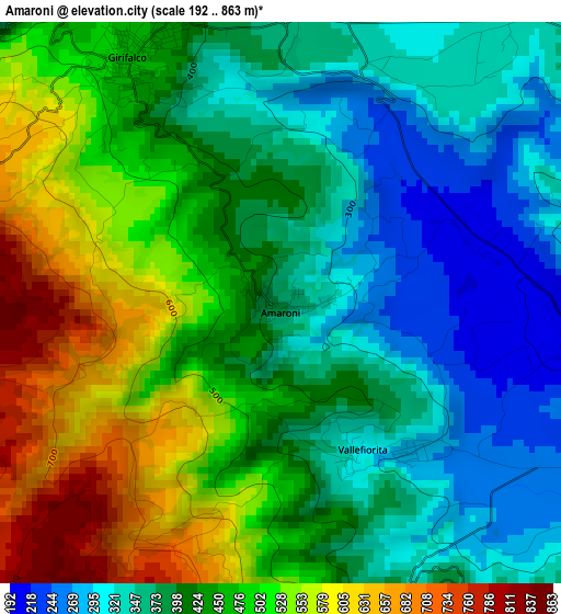 Amaroni elevation map