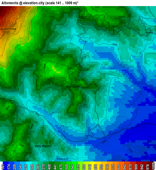 Altomonte elevation map