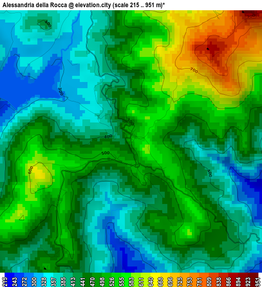 Alessandria della Rocca elevation map