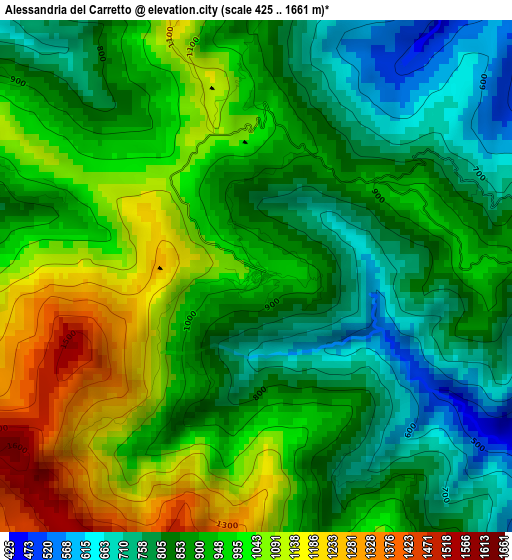 Alessandria del Carretto elevation map