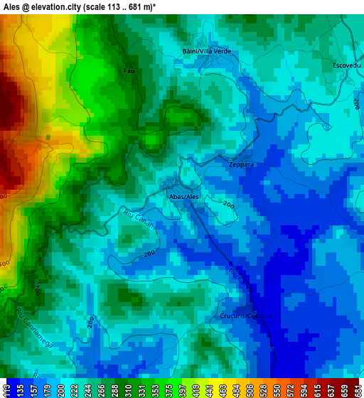 Ales elevation map