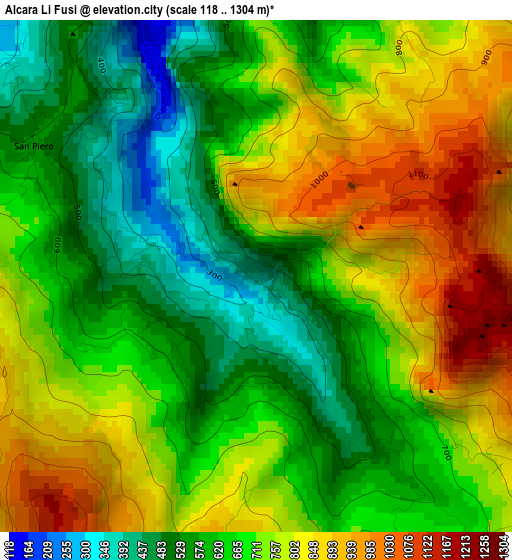 Alcara Li Fusi elevation map