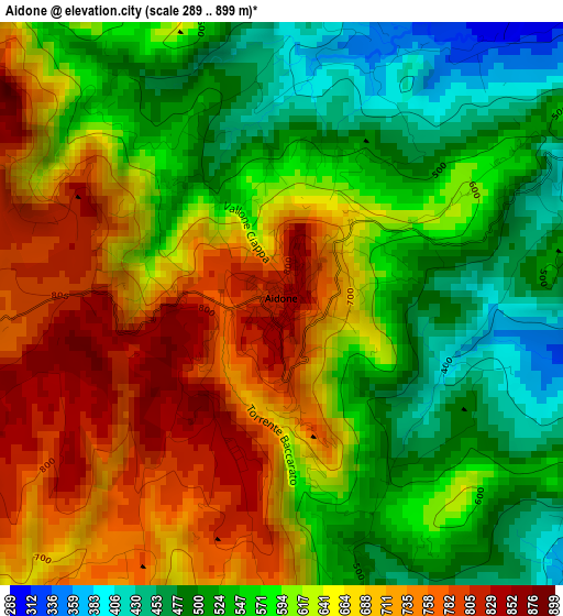 Aidone elevation map