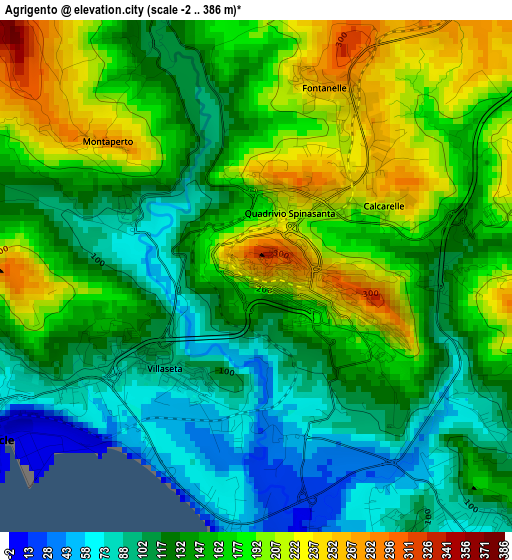 Agrigento elevation map