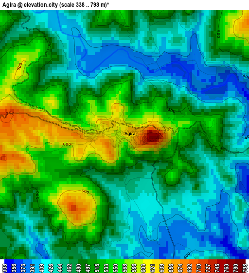 Agira elevation map