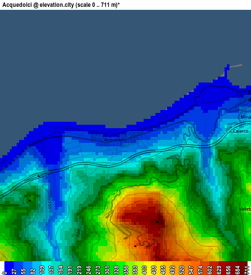 Acquedolci elevation map