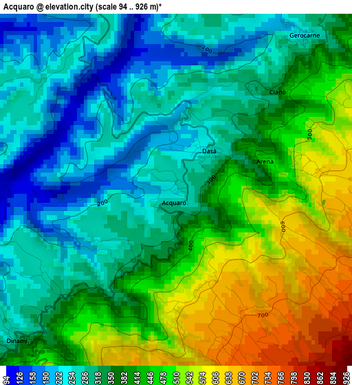 Acquaro elevation map