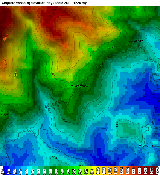 Acquaformosa elevation map