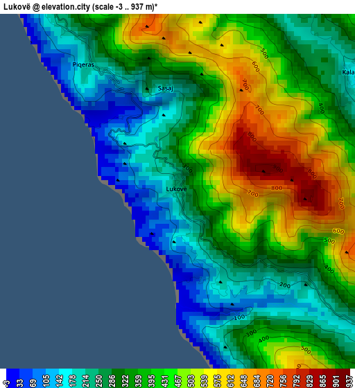Lukovë elevation map