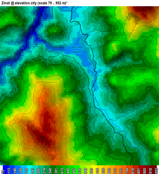 Zinat elevation map