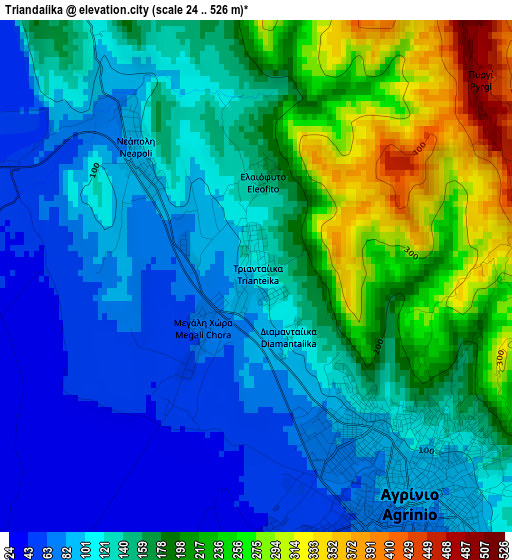 Triandaíika elevation map