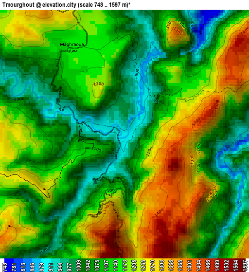 Tmourghout elevation map
