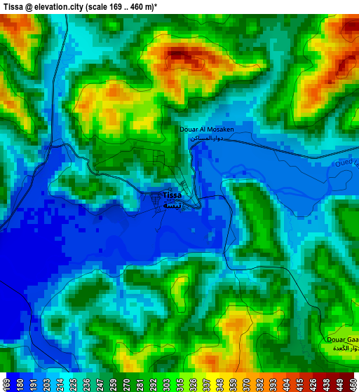 Tissa elevation map