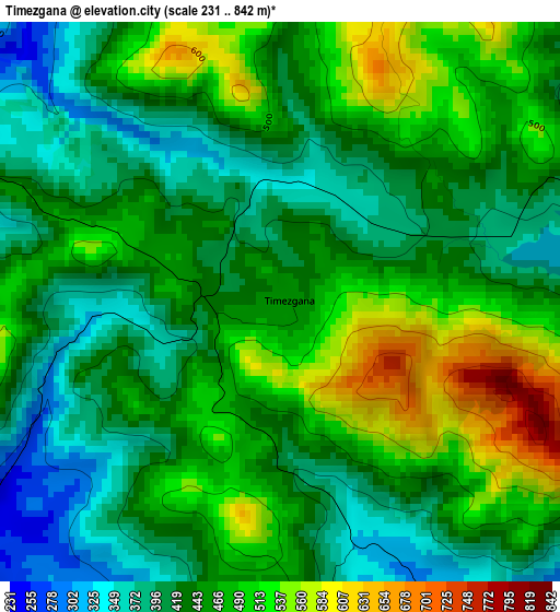 Timezgana elevation map