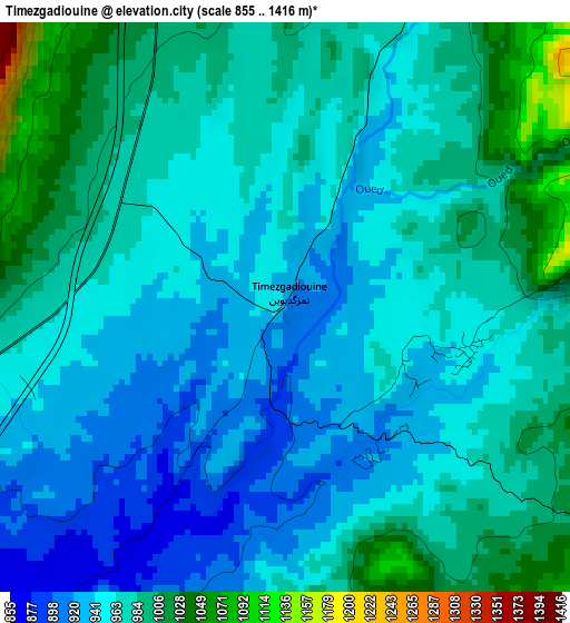 Timezgadiouine elevation map