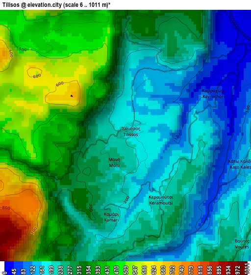 Tílisos elevation map