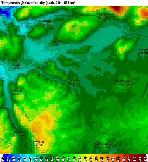 Thrapsanón elevation map