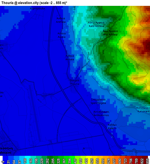 Thouría elevation map