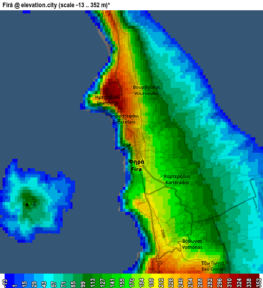 Firá elevation map