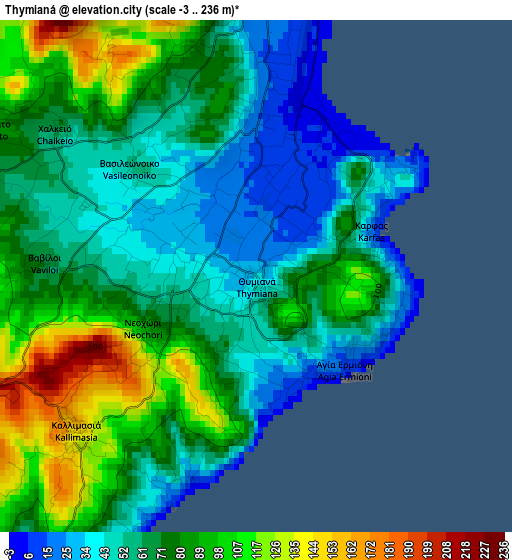 Thymianá elevation map