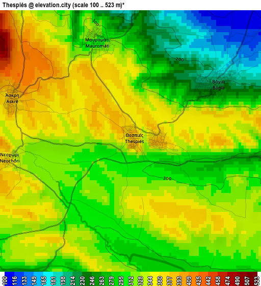 Thespiés elevation map