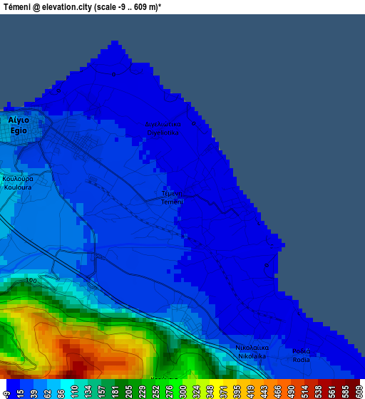 Témeni elevation map