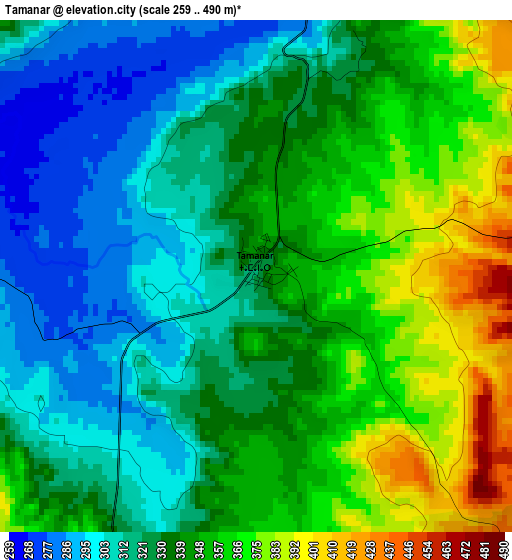 Tamanar elevation map