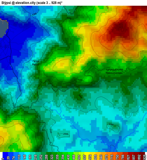 Stýpsi elevation map