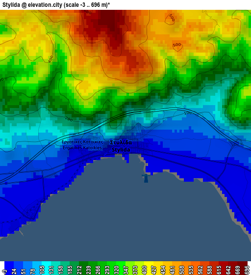 Stylída elevation map