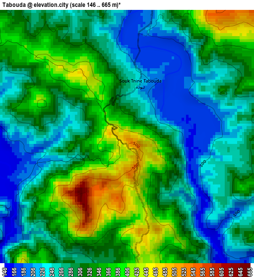 Tabouda elevation map