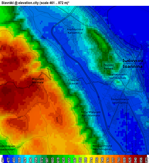 Stavráki elevation map