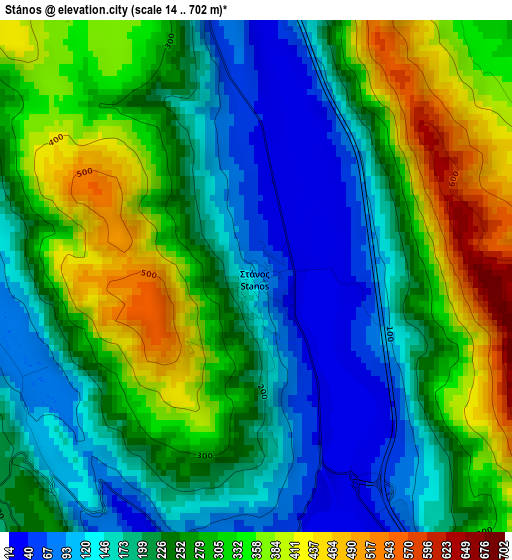 Stános elevation map