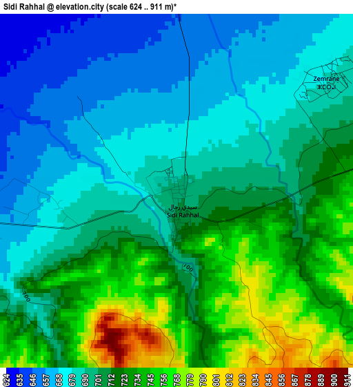 Sidi Rahhal elevation map