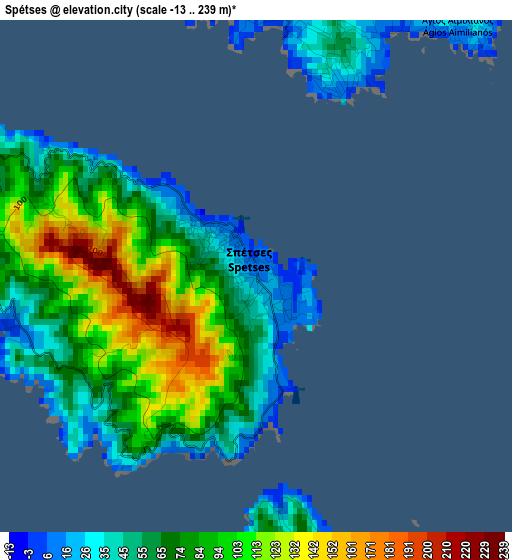 Spétses elevation map