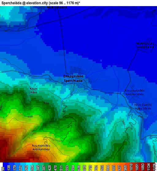 Spercheiáda elevation map