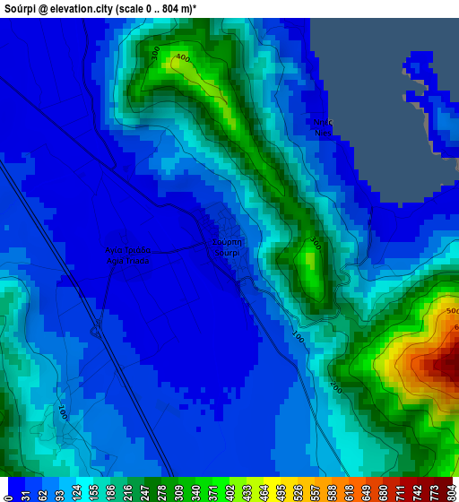 Soúrpi elevation map