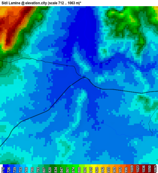 Sidi Lamine elevation map
