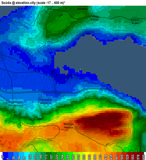 Soúda elevation map