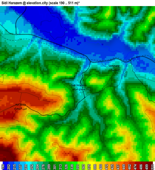 Sidi Harazem elevation map