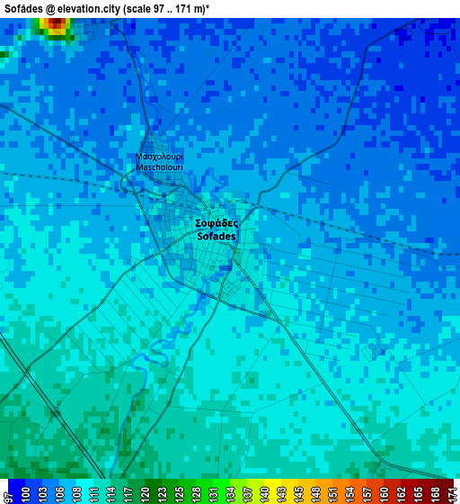 Sofádes elevation map