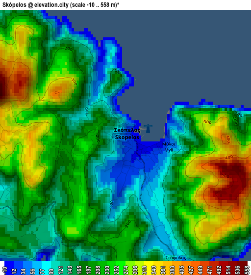 Skópelos elevation map