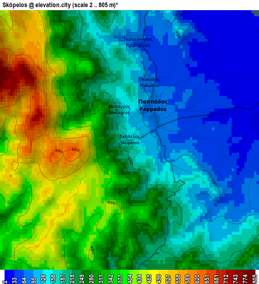 Skópelos elevation map